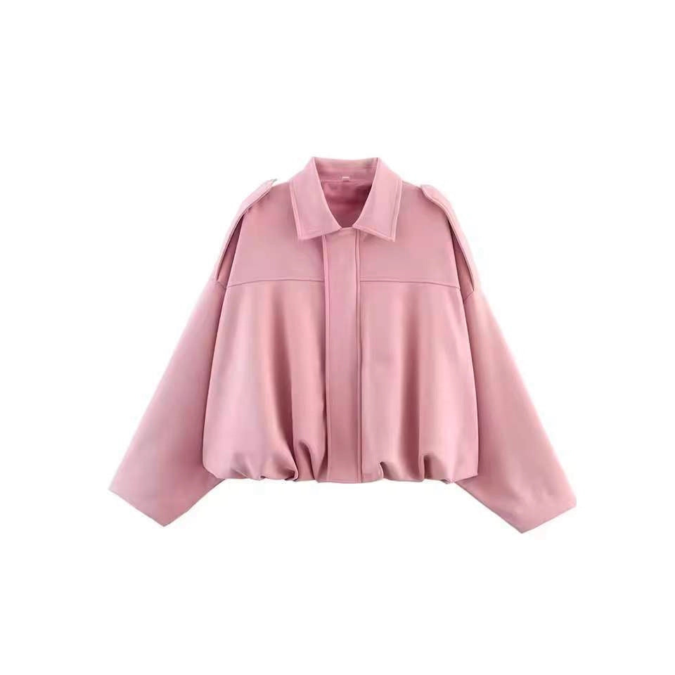 Damen Kurzjacke im Oversize‑Schnitt mit Ballon Saum und Schulterklappen EB
