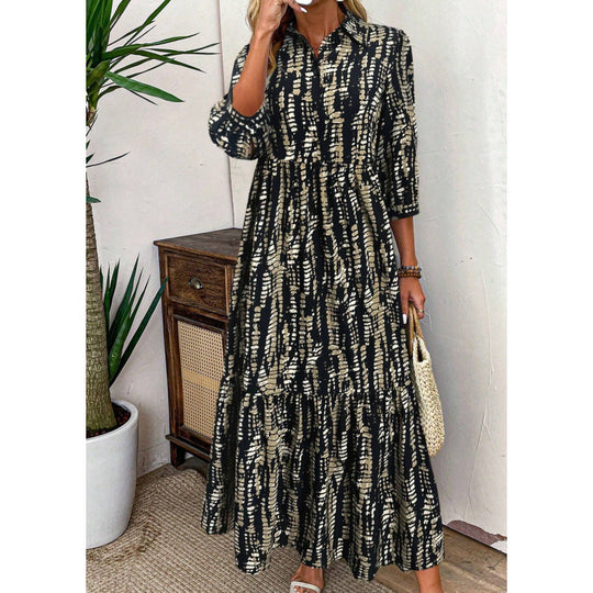 Damen Hemdblusenkleid mit raffinierten Rüschendetails und asymmetrischem Saum EB