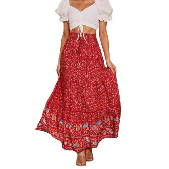 Damen Maxi-Rock aus floraler Baumwolle EB