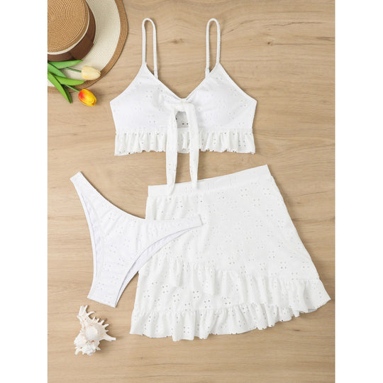 Damen Bikini-Set mit Oberteil und rüschigem Rock EB