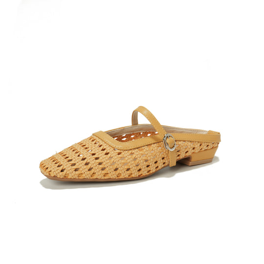 Damen elegante Mules mit geflochtenem Design und verstellbarem Riemen EB