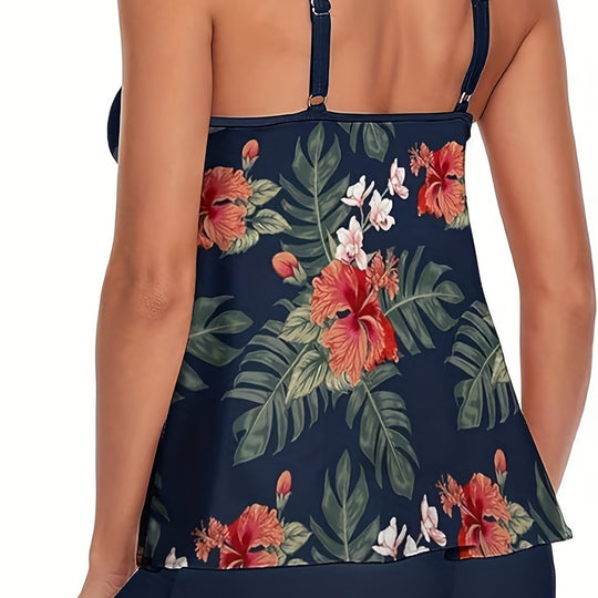 Damen Tankini mit floralem Design und lockerem Schnitt EB