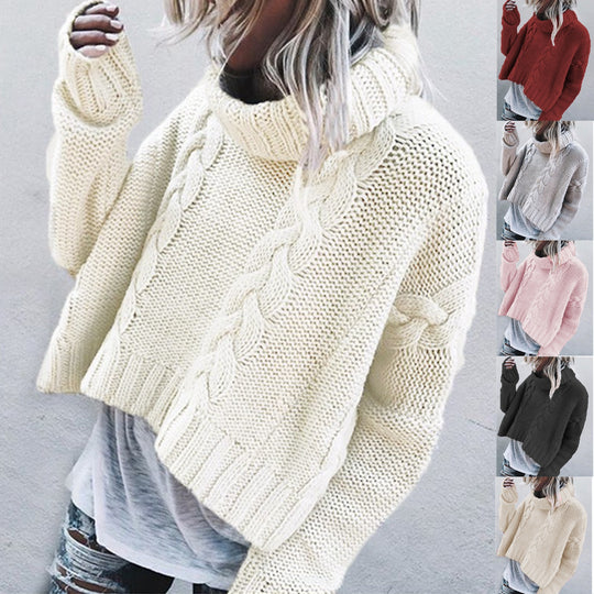 Damen Grobstrickpullover mit strukturiertem Rollkragen und Übergrößenpassform EB