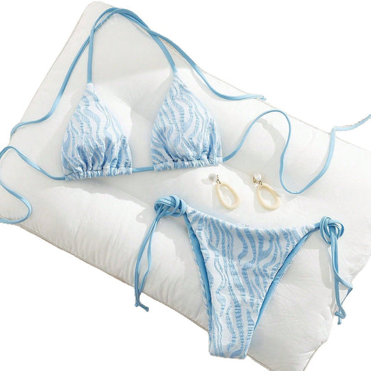 Damen Triangel-Bikini mit stilvollen Knotendetails EB