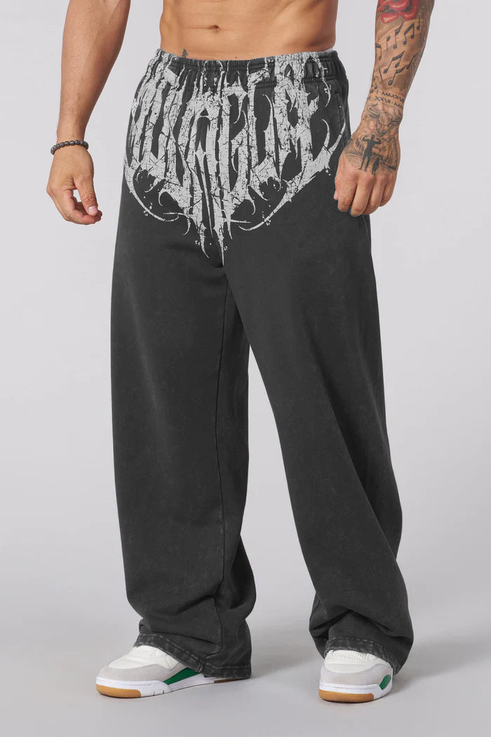 Herren nan weiche gewaschene Jogginghose mit weitem Schnitt und elastischem Bund EB