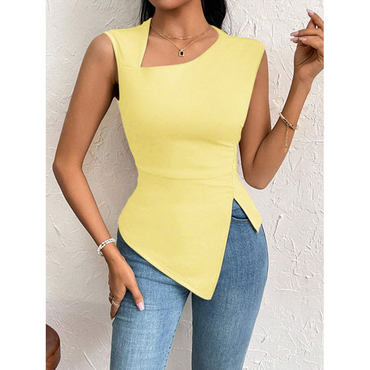 Damen Schnittiges Oberteil mit asymmetrischem Saum und figurbetontem Design EB