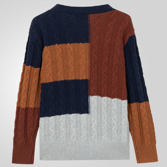 Herren Grobstrick Cardigan mit farbigen Akzenten und praktischen Taschen EB