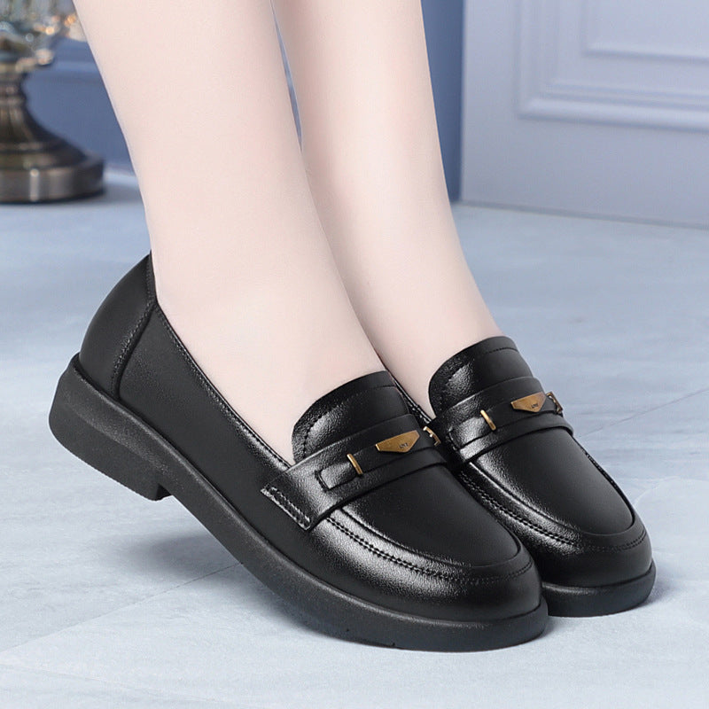 Damen Elegante Mokassins aus hochwertigem Leder mit modischem Riemen und komfortablem Fußbett EB