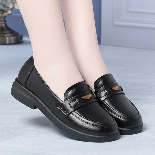 Damen Elegante Mokassins aus hochwertigem Leder mit modischem Riemen und komfortablem Fußbett EB