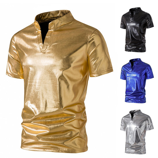 Herren Hochglänzendes Poloshirt mit modernem Stehkragen EB