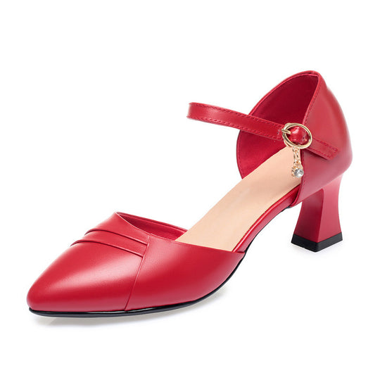 Damen Elegante Pumps mit modischem Riemchen und komfortablem Blockabsatz EB