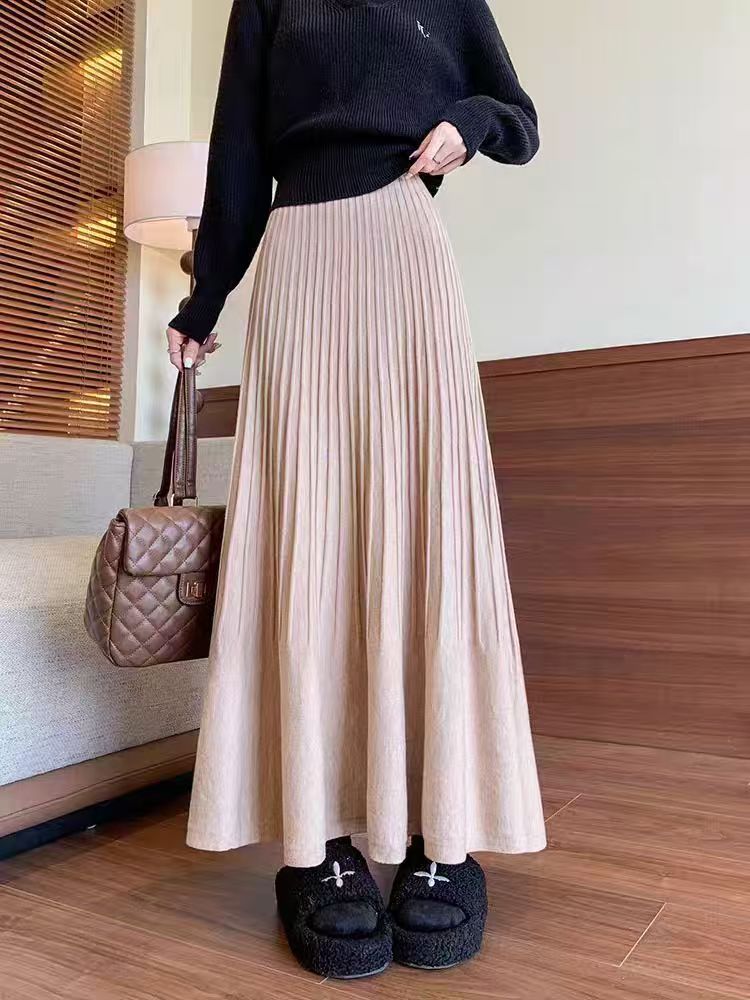 Damen eleganter Faltenrock mit hohem Bund EB