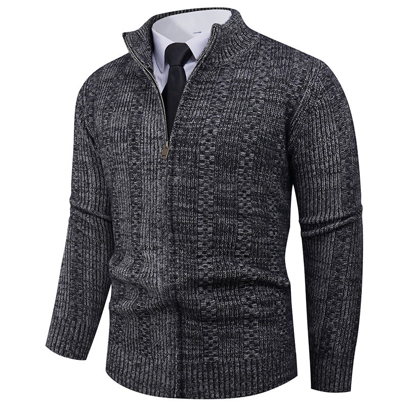 Herren Strickpullover mit Stehkragen und durchgehendem Reißverschluss EB