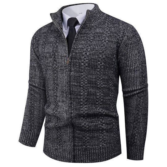 Herren Strickpullover mit Stehkragen und durchgehendem Reißverschluss EB