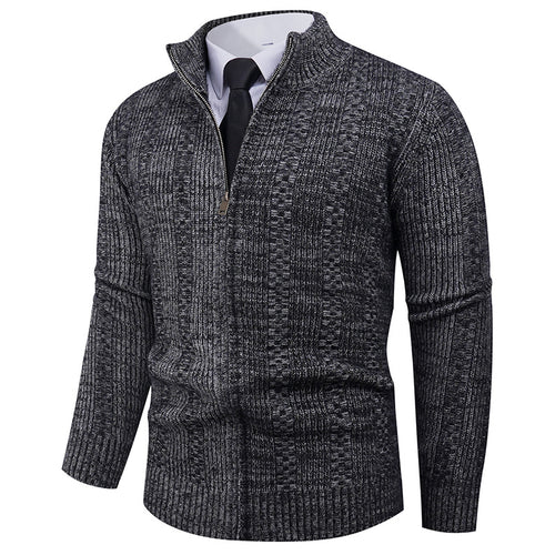 Herren Strickpullover mit Stehkragen und durchgehendem Reißverschluss EB