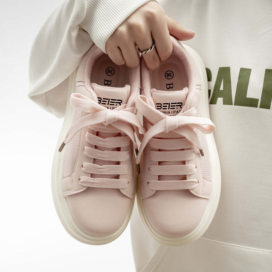 Damen Sportliche Plattform Sneakers mit atmungsaktivem Mesh-Obermaterial und rutschfester Sohle EB
