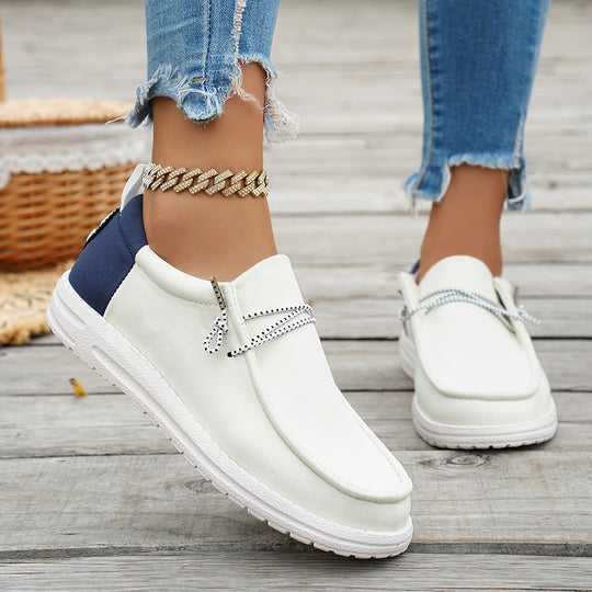 Damen Slip-On Sneakers mit modischem Schnürdesign EB