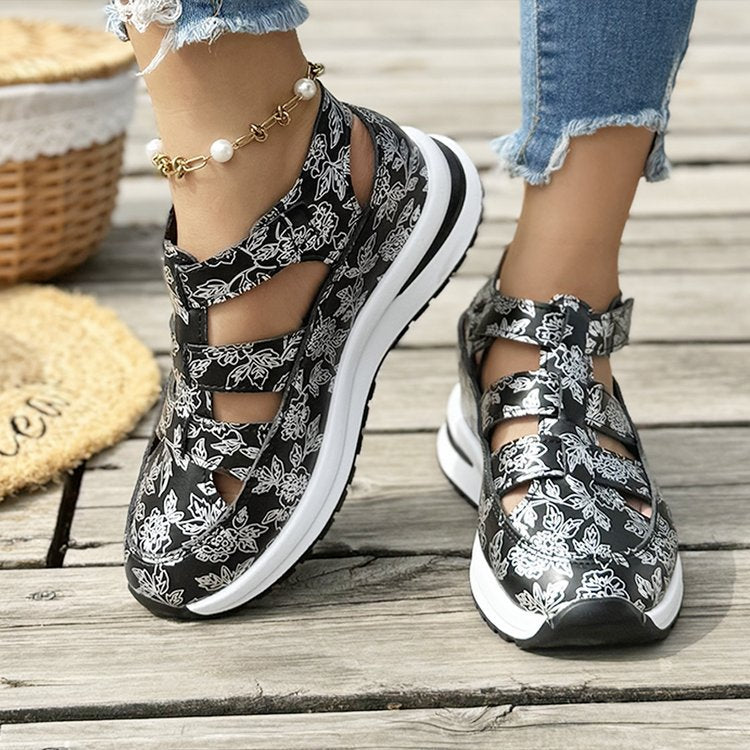 Damen Sportliche Freizeitschuhe mit floralem Design und rutschfester Sohle EB