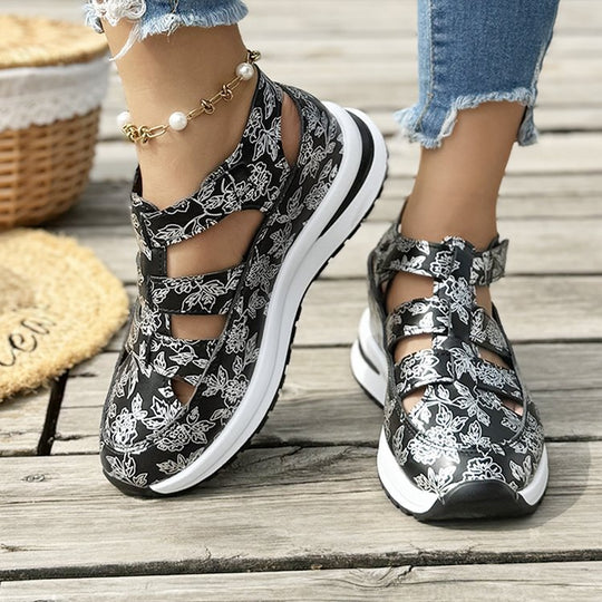 Damen Sportliche Freizeitschuhe mit floralem Design und rutschfester Sohle EB