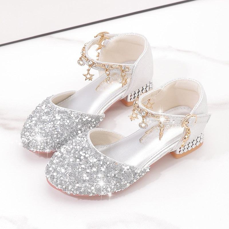 Damen Elegante und funkelnde Mittelabsatzschuhe mit Perlen- und Schleifendetails EB