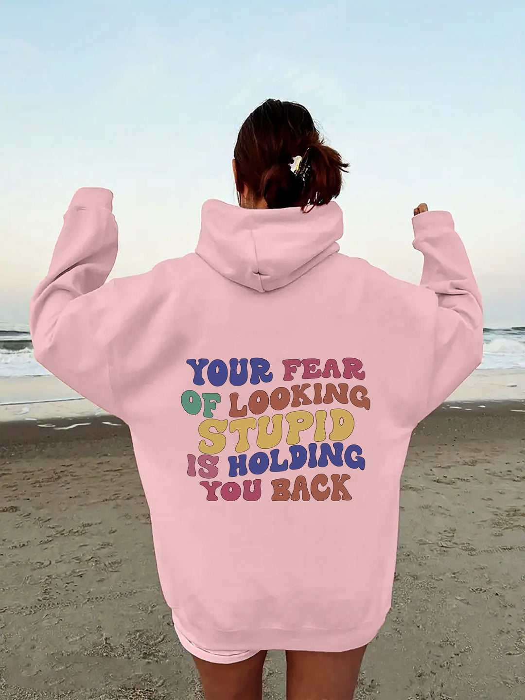 Damen Kapuzensweater mit inspirierendem Statement-Druck EB