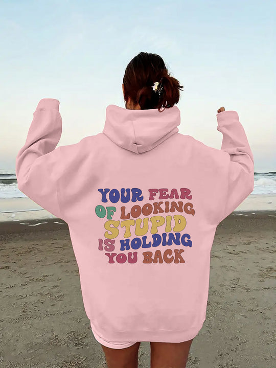 Damen Kapuzensweater mit inspirierendem Statement-Druck EB
