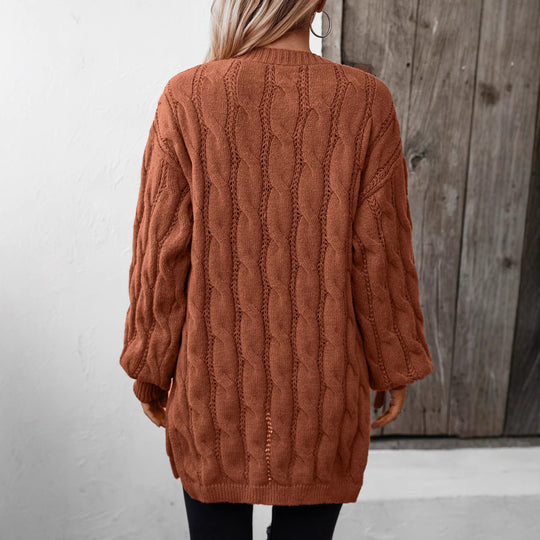 Damen Strickjacke mit V-Ausschnitt und praktischen Taschen EB