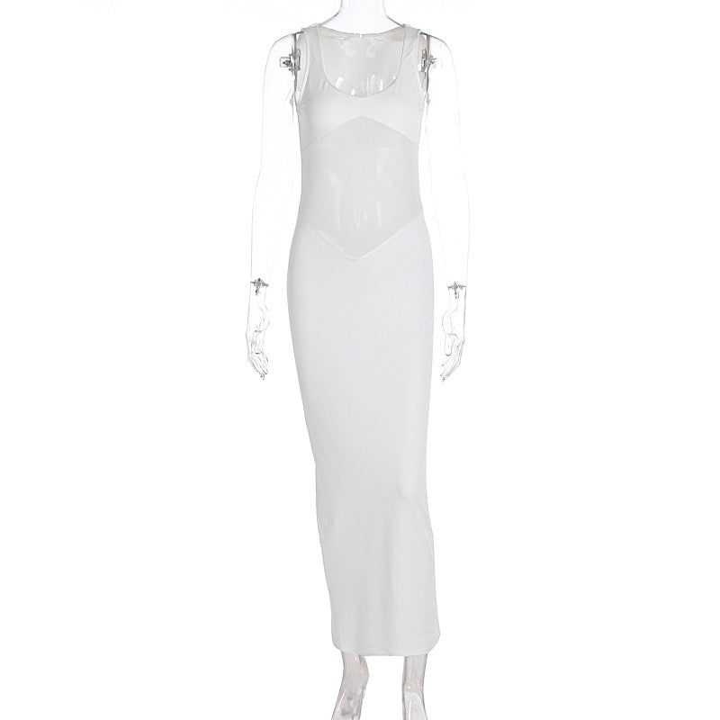 Damen Elegantes Maxikleid mit transparenten Einsätzen und figurbetontem Schnitt EB