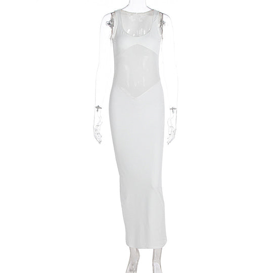 Damen Elegantes Maxikleid mit transparenten Einsätzen und figurbetontem Schnitt EB