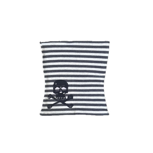 Damen gestreifter Schal mit Totenkopf-Design EB