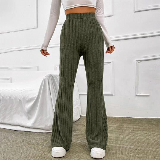Damen lässige Flared-Hosen aus hochwertigen Strickmaterialien EB