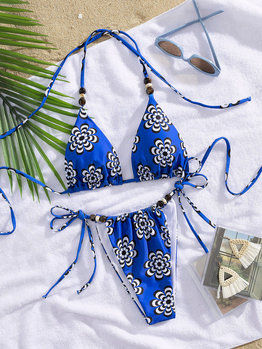 Damen Triangel-Bikini mit verspielten Bindebändern EB