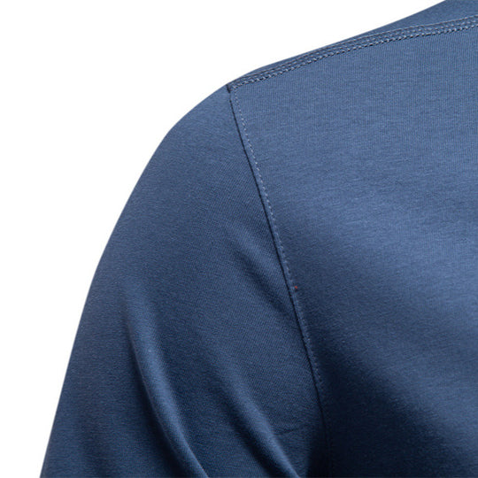 Herren Langarm-Henley-Shirt mit eleganten Druckknöpfen und bequemer Passform EB