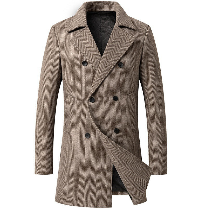 Herren eleganter Doppelreiher-Mantel im minimalistischen Design EB
