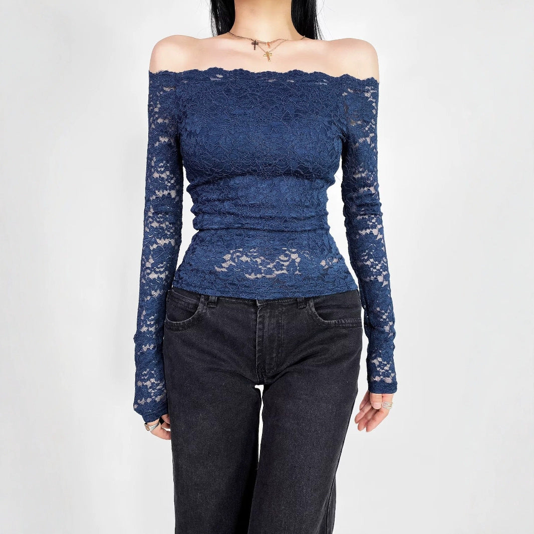Damen Spitzenoberteil mit schickem Off-Shoulder-Ausschnitt EB