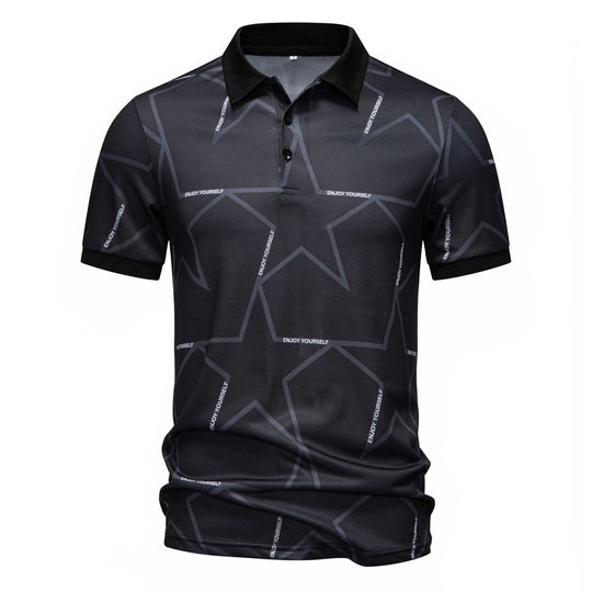 Herren Poloshirt mit modernem Sternen-Design und atmungsaktiven Materialien EB