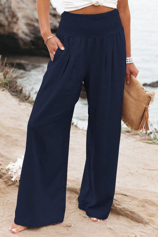 Damen Weit geschnittene Sommerhose mit elastischem Bund und luftiger Passform EB