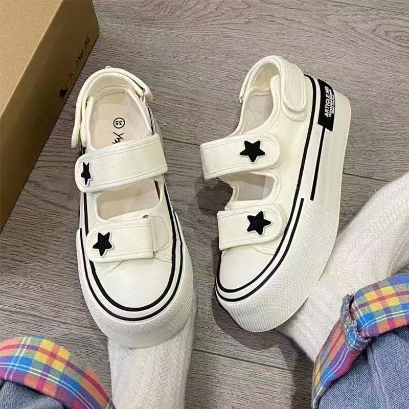 Damen Sneaker mit doppeltem Klettverschluss und verspielter Sternapplikation EB