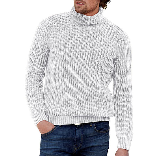 Herren Grobstrick Pullover mit hohem Kragen EB