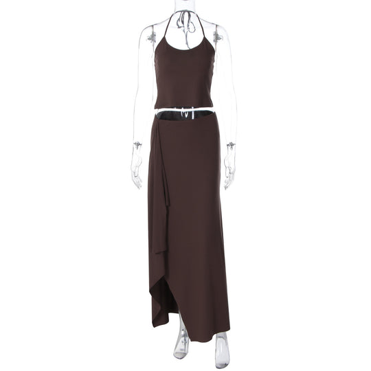 Damen Maxikleid mit asymmetrischem Saum und verstellbarem Träger EB