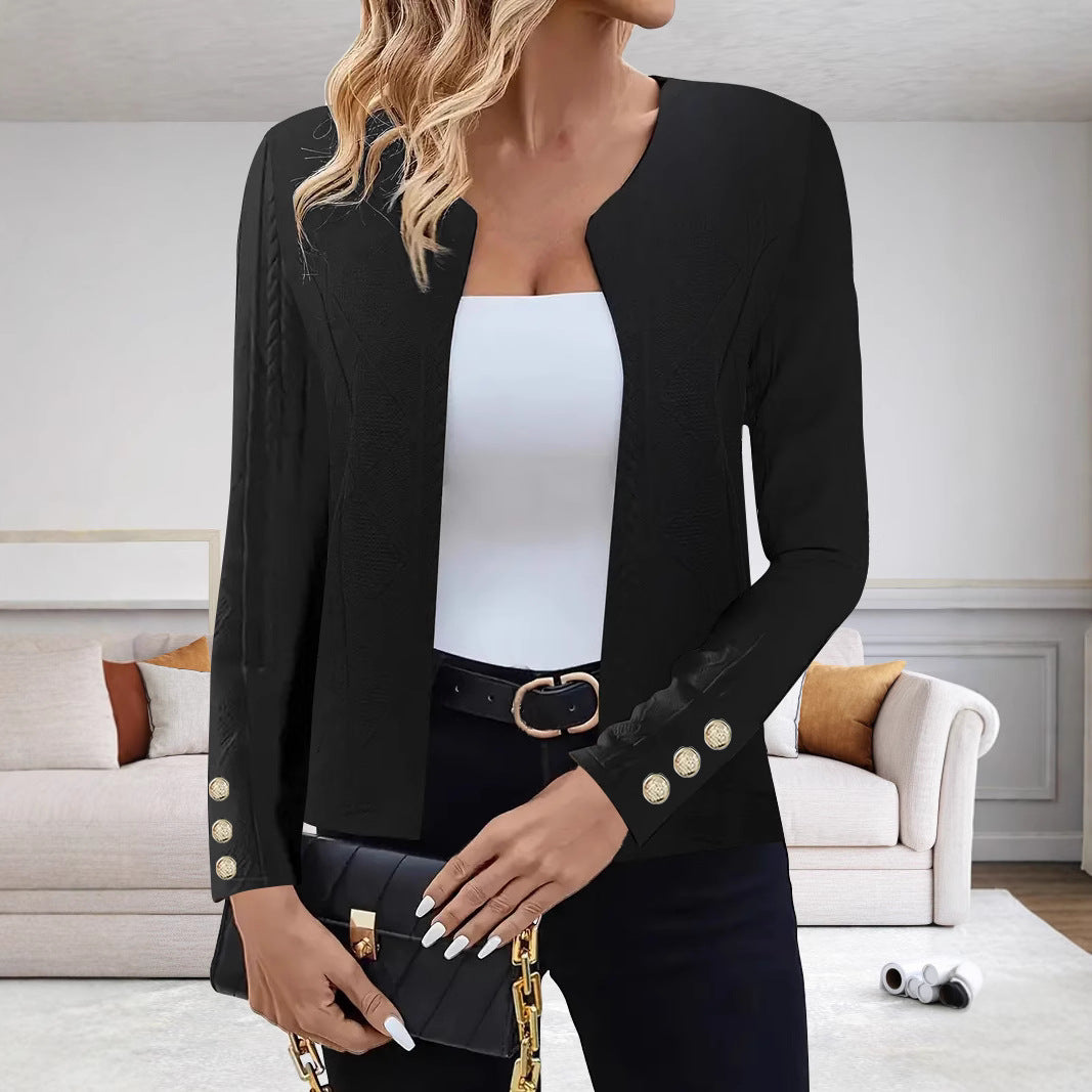 Damen elegante Blazerjacke mit dekorativen Knopfdetails und modernem Schnitt EB