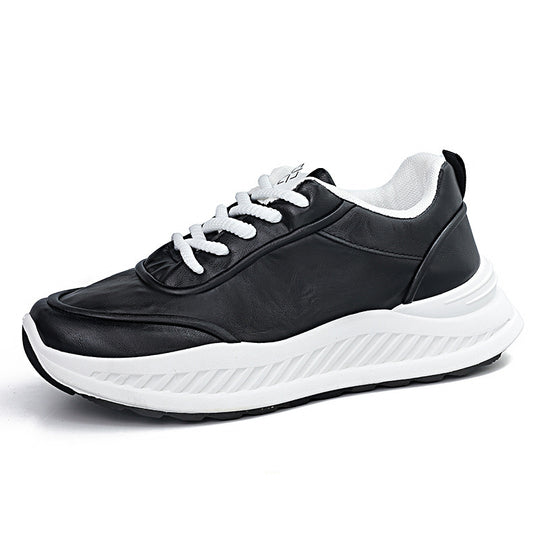 Damen Sportliche Leder Sneakers mit dämpfender Laufsohle und atmungsaktiver Konstruktion EB
