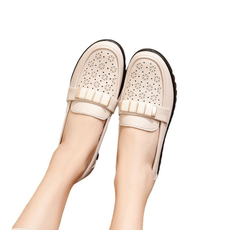 Damen bequeme und stylische Slipper mit eleganten Cut-Outs und modischem dekorativem Riemen EB