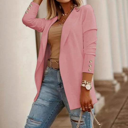 Damen Eleganter Blazer mit glamourösen Knöpfen und taillierter Passform EB
