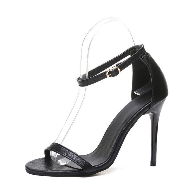 Damen Elegante Sandaletten mit transparenten Riemen und hohem Absatz EB