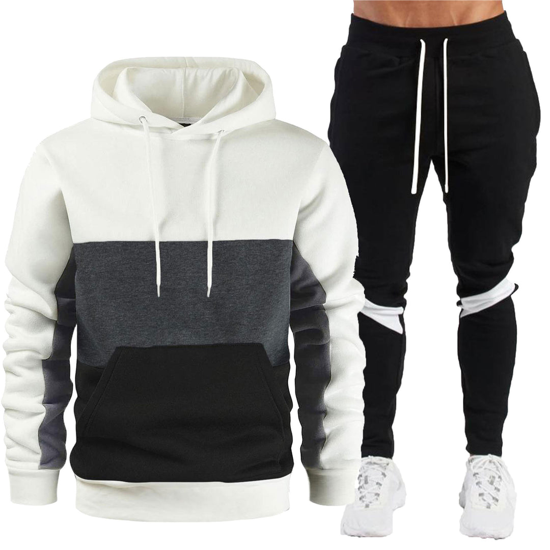 Herren nan sportives Hoodie- und Jogginghose-Set mit Kontrastblenden, Kängurutasche, elastischem Bund und schmal zulaufendem Bein EB