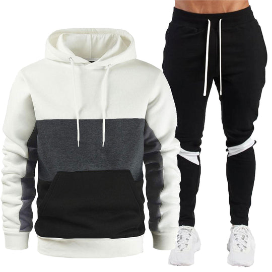 Herren nan sportives Hoodie- und Jogginghose-Set mit Kontrastblenden, Kängurutasche, elastischem Bund und schmal zulaufendem Bein EB