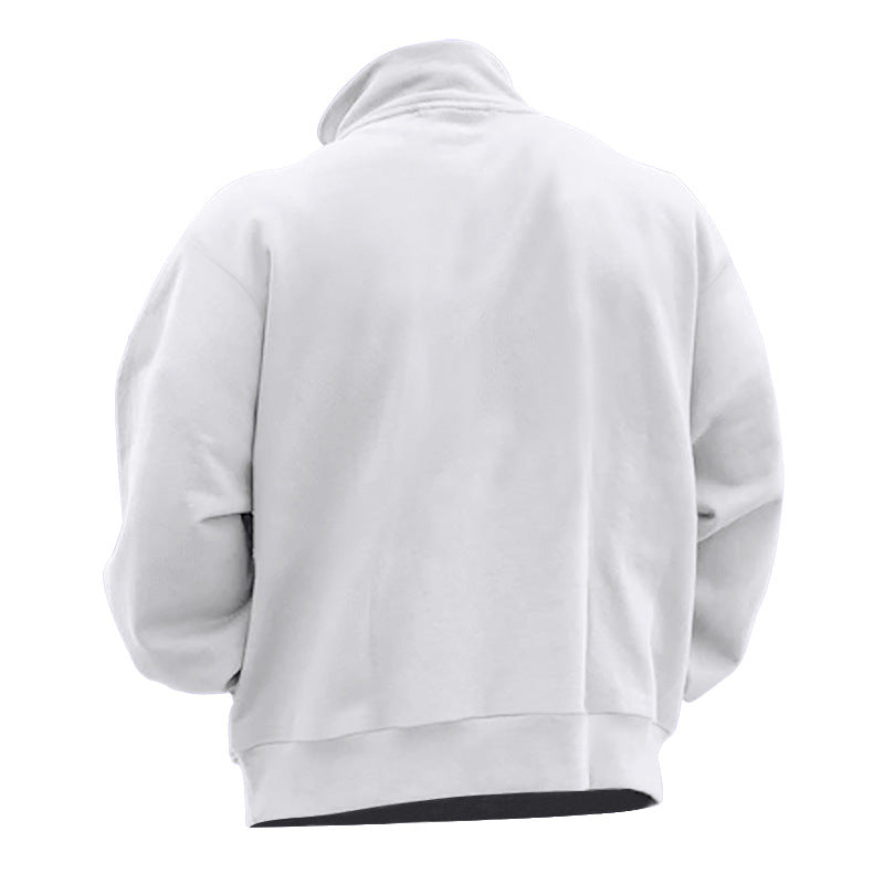 Herren Fleece-Hoodie mit modernem Reißverschluss und hohem Kragen EB
