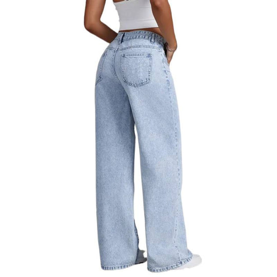 Damen weite Jeanshose im Vintage-Stil EB