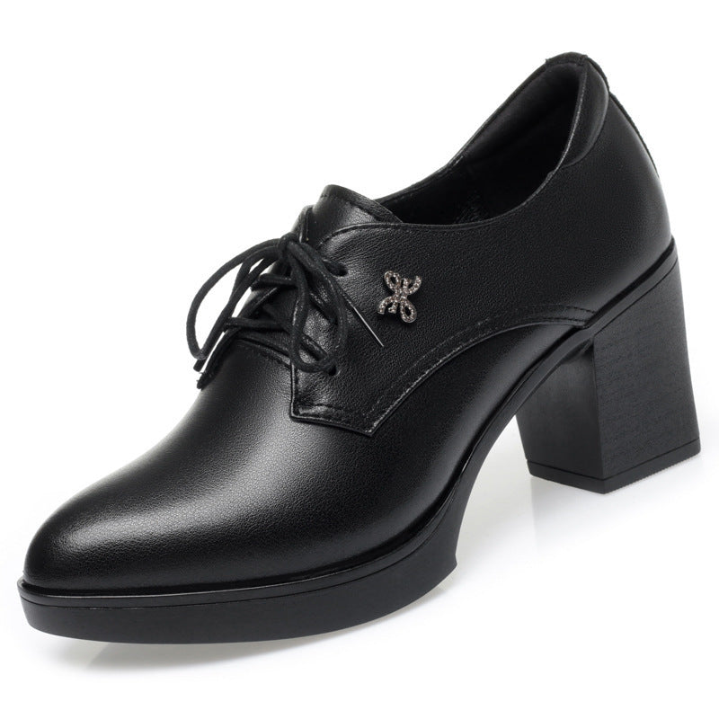 Damen Elegante Schnür-Pumps mit klassischem Blockabsatz und modischer Spitzensilhouette EB